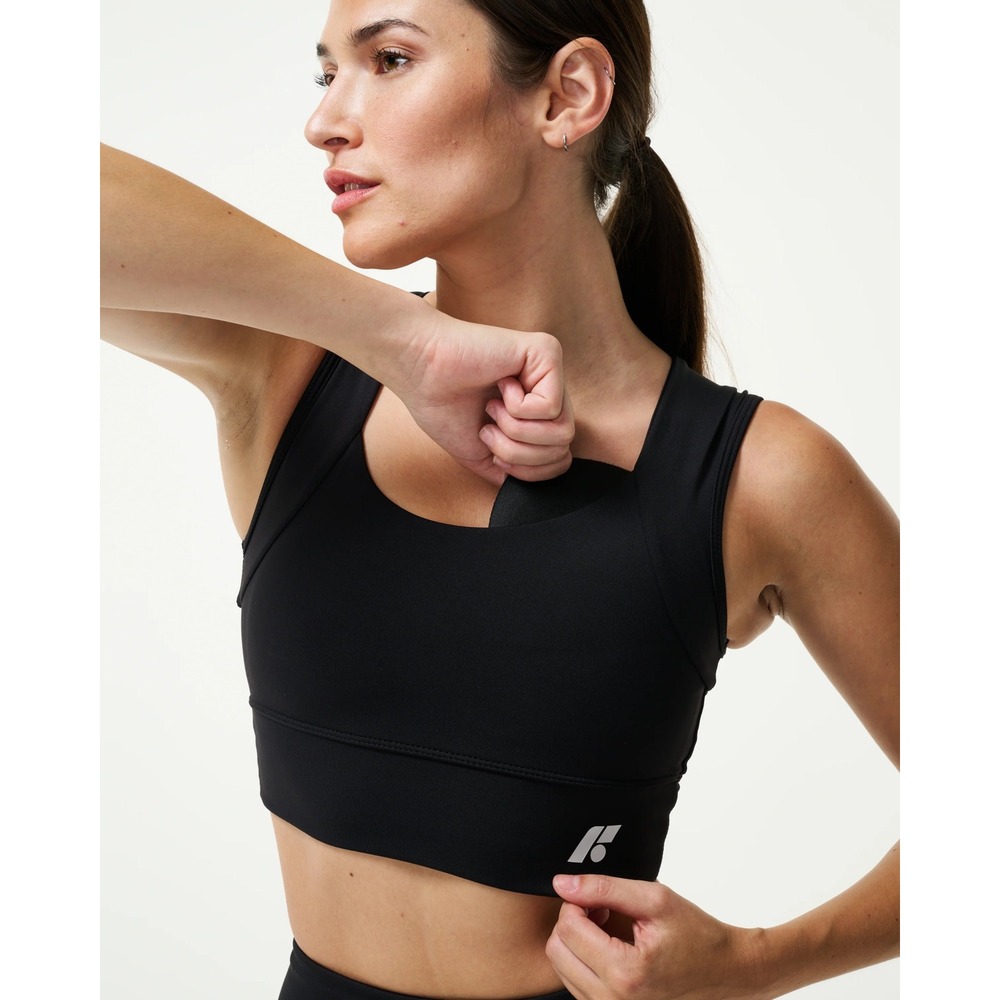 Forme Womens Posture Bra Compression Racerback Cutout Sport Top Black Size M